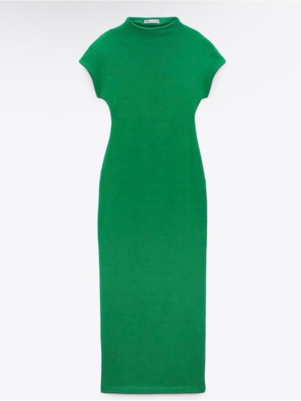Zara Emerald Green Cap Sleeve Midi Knit Dress